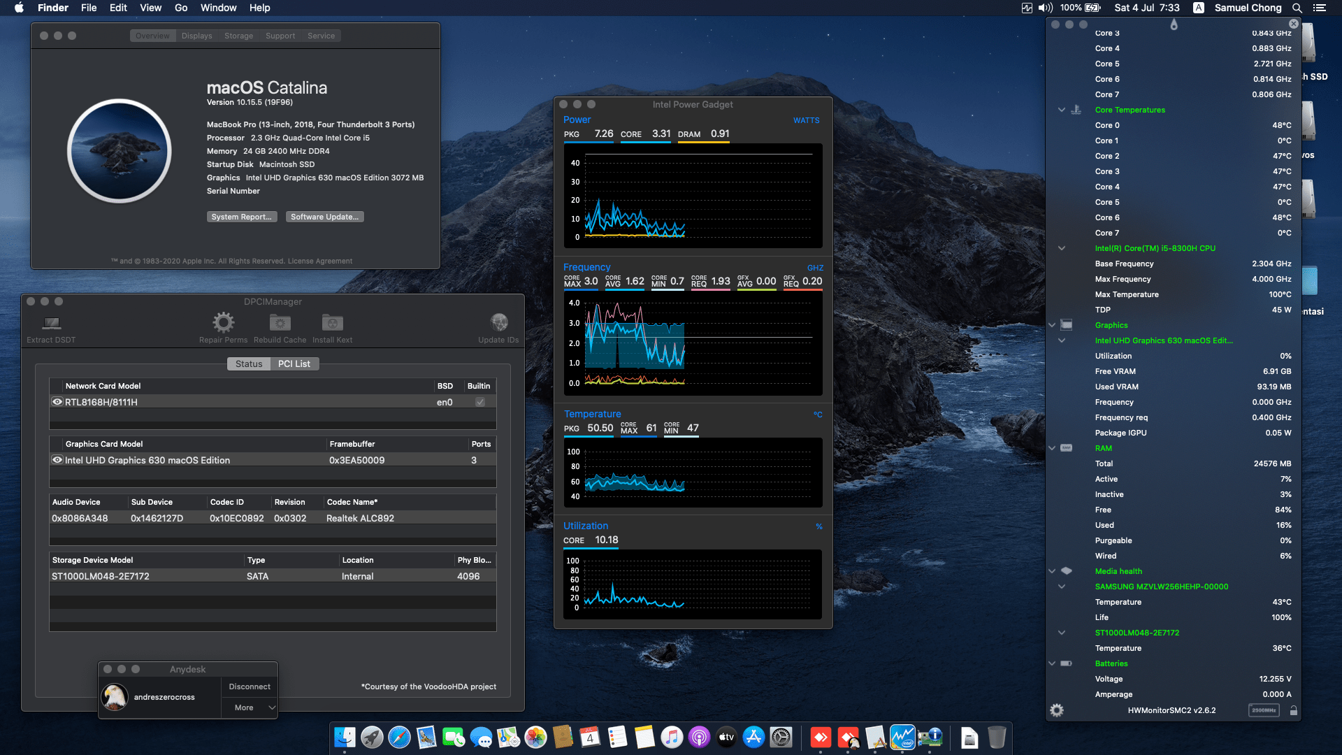 Success Hackintosh macOS Catalina 10.15.5 Build 19F96 at MSI GL63 8RCS-060US